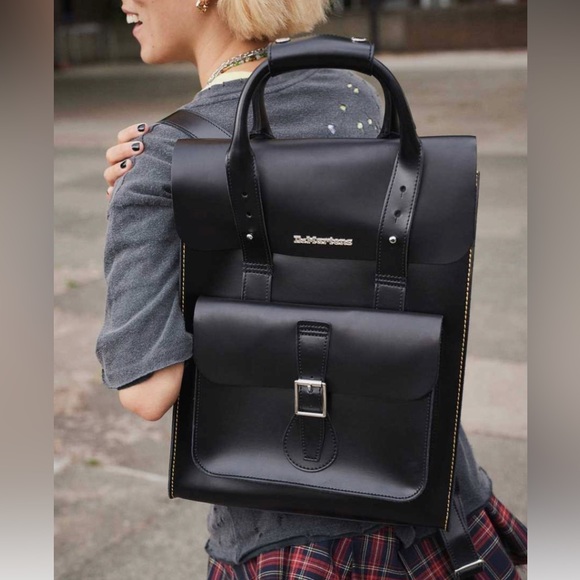 Dr. Martens Handbags - Dr.Martens Leather Backpack yellow stitching large size